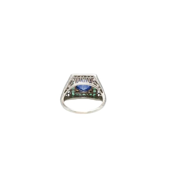 Art deco ANTIQUE CIRCA 1920 WHITE GOLD AND SAPPHIRE RING - Picture 2 of 9